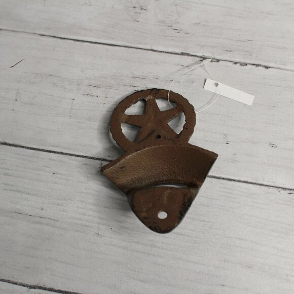 Cast Iron Bottle Opener Western Star Beer Soda Bar Wall Mount - Picture 4 of 4